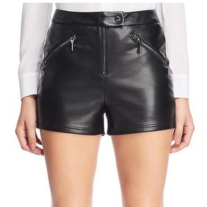 Guess Faux Leather Zipper High-Waist Shorts